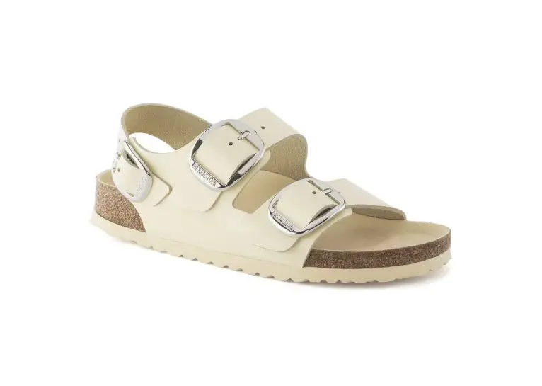 Image 1 of Birkenstock Milano Big Buckle Natural Leather Patent Narrow Women's