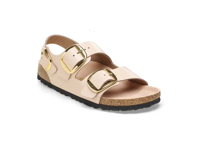 Image 1 of Birkenstock Milano Big Buckle Natural Leather Patent Narrow Women's