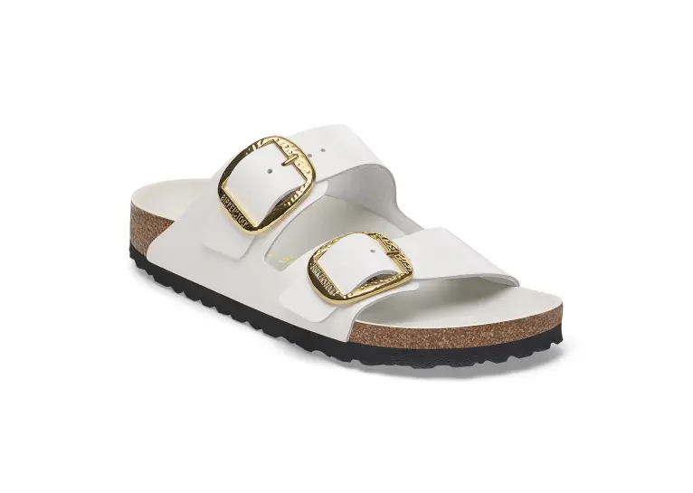 Image 1 of Birkenstock Arizona Hammered Big Buckle Natural Leather Patent Narrow Women's