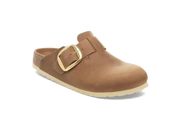 Image 1 of Birkenstock Boston Big Buckle Hex Natural Oiled Leather Narrow Women's