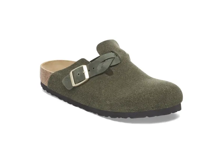 Image 1 of Birkenstock Boston Braided Oiled Suede/Natural Leather Narrow Women's