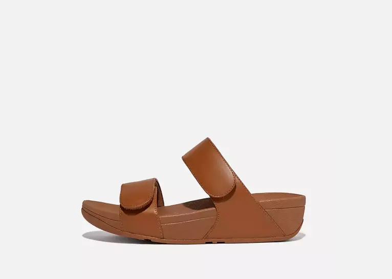 Image 1 of Fitflops Lulu Adjustable Leather Slides Sandals Women's